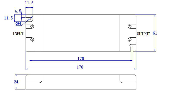 Mechanical Specification for class 2 dimmable led driver: