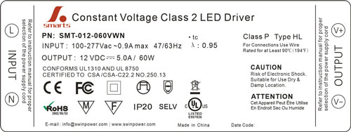277 volt to 12 volt UL Listed LED Driver