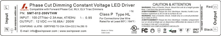 UL cUL listed Outdoor 12volt Dimmable LED Power Supply