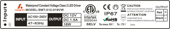constant voltage led driver 12v 18w 