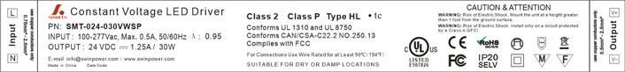 UL 277vac slim type led driver power supply 30w 