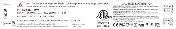 150W 24V pwm dimmable led driver