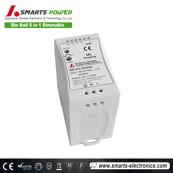 ul listed din rail 5 in 1 dimmable constant voltage led driver