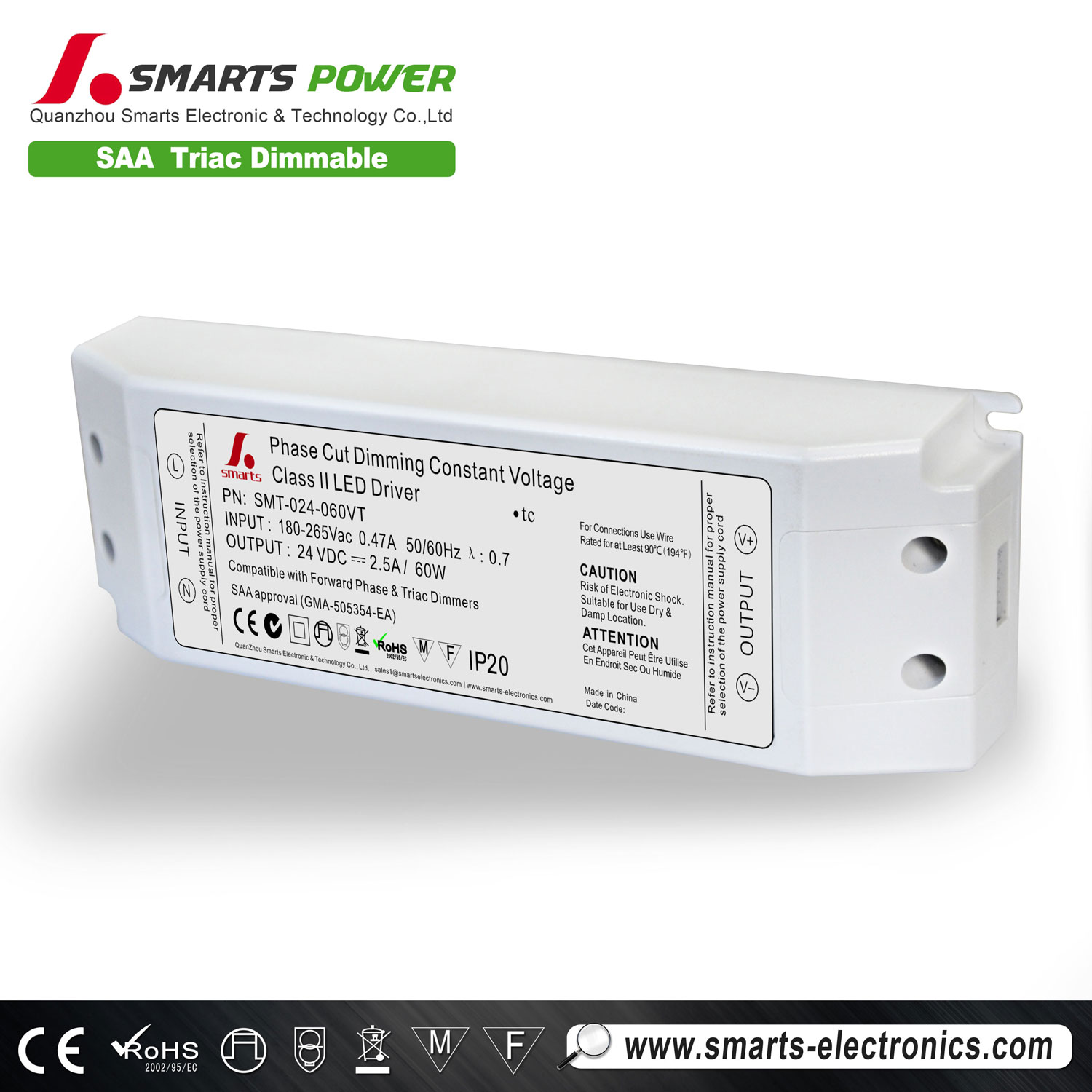 24v 60w triac dimmable led transformer