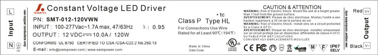 UL cUL certification 12V 120W LED Drivers for sale