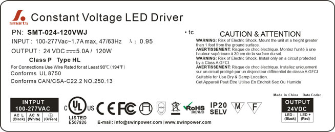 UL led driver 120w