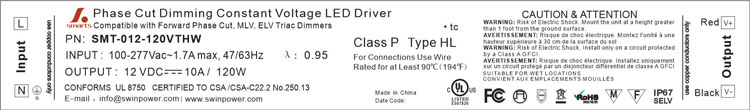 UL 12V 10A Rainproof LED Power Supply