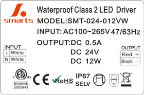class 2 constant voltage 24v 12w led driver 