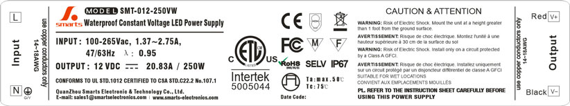 12V 250W Constant voltage LED power supply