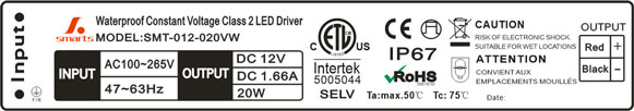 12 volt 20w constant voltage led transformer