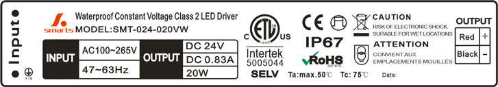 24volt 20w constant voltage led driver