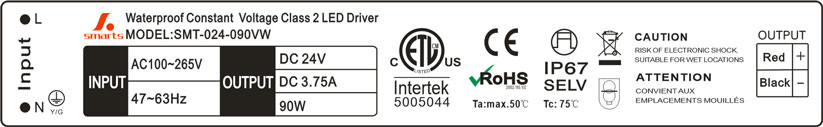 High PF class 2 led lighting driver 120vac 24vdc 90w