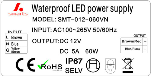 class 2 power supply outdoor led driver 60 watt 12volt