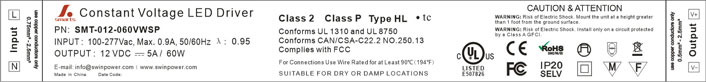 12v 60w class2 slim type led driver