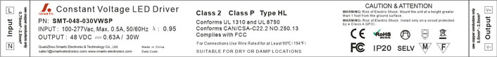 277vac 48v 30w constant voltage led power supply