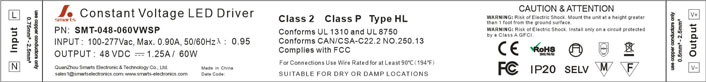 constant voltage led driver 48v 60w