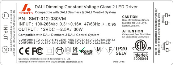 DALI LED Driver 230v 12V 30w