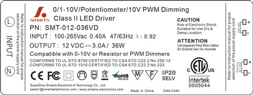 24v 36w constant voltage 0-10v dimming power supply 