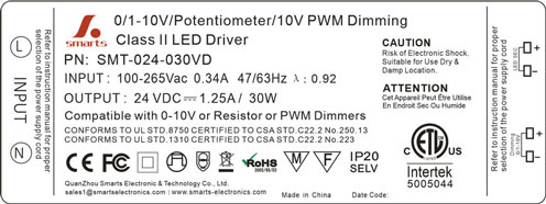 24v 30w constant voltage 0-10v dimming led driver