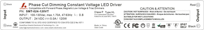 24v 120w Triac dimmable led driver