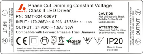 24v 36w triac dimmable led power supply