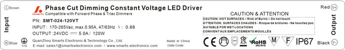 24v 120w triac dimmable LED driver