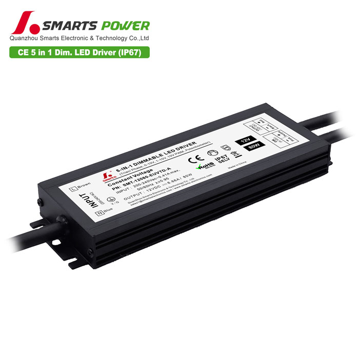 waterproof 5 in 1 dimmable linear led driver 12v 80w