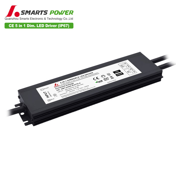5 in1 waterproof 200-240vac 12v 200w dimmable led driver