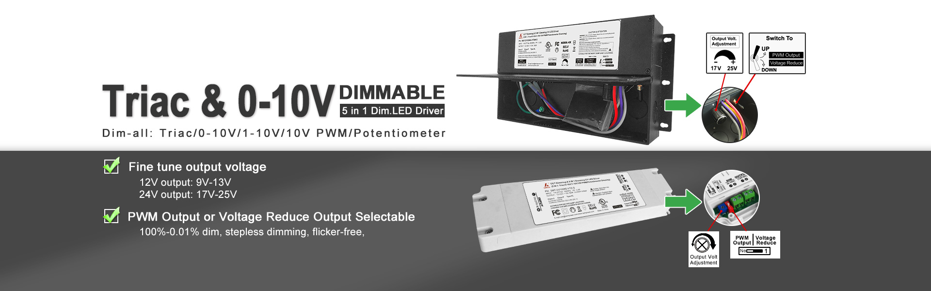 Triac & 0-10V dimmable LED driver