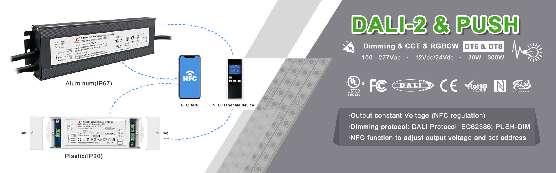 DALI 2&PUSH Dimmable constant voltage LED driver