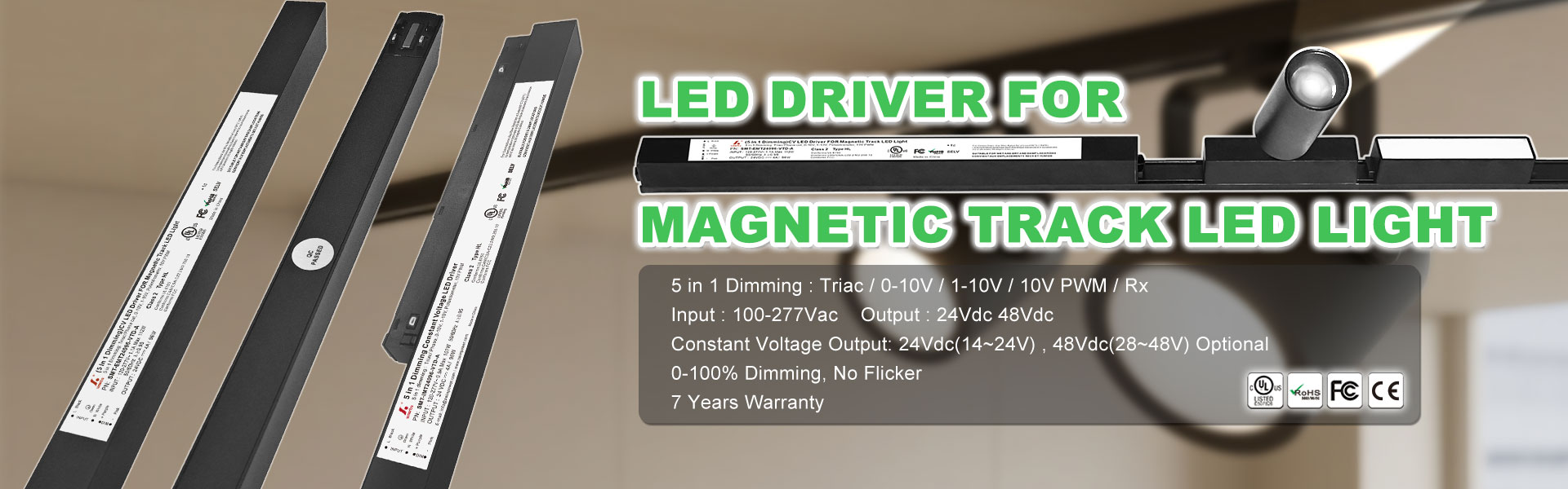 Triac 0-10V 5 in 1 Dimming Non-Dimming CV LED Driver FOR Magnetic Track LED Light