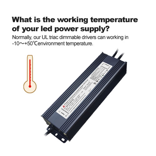 What is the working temperature of your led power supply?
