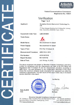 Smarts Led Driver FCC listed